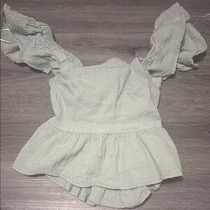 Light Green Ruffled Peplum Top
